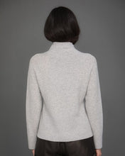 Load image into Gallery viewer, High Neck Cashmere Jumper with Striped Sleeves in Grey