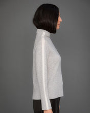 Load image into Gallery viewer, High Neck Cashmere Jumper with Striped Sleeves in Grey