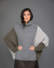 Load image into Gallery viewer, Patchwork Cashmere Jumper in grey and green