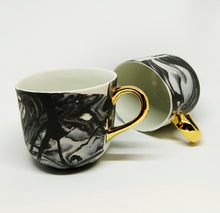 Load image into Gallery viewer, Graphic Black mug with gold