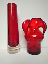 Load image into Gallery viewer, Whitefriars Ruby Red Chimney Vase by Geoffrey Baxter.
