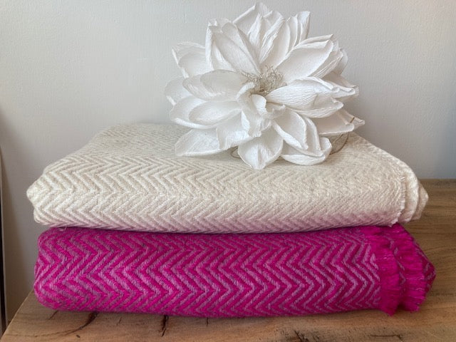 Pink and white Cashmere Blankets